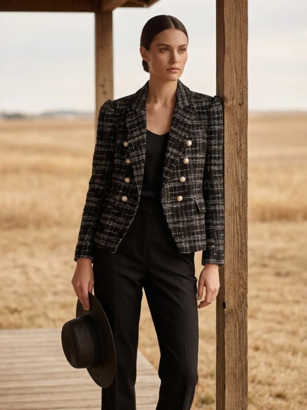 Generation Love Tweed Double-Breasted Blazer Size M